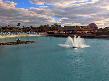 beach with water fountain